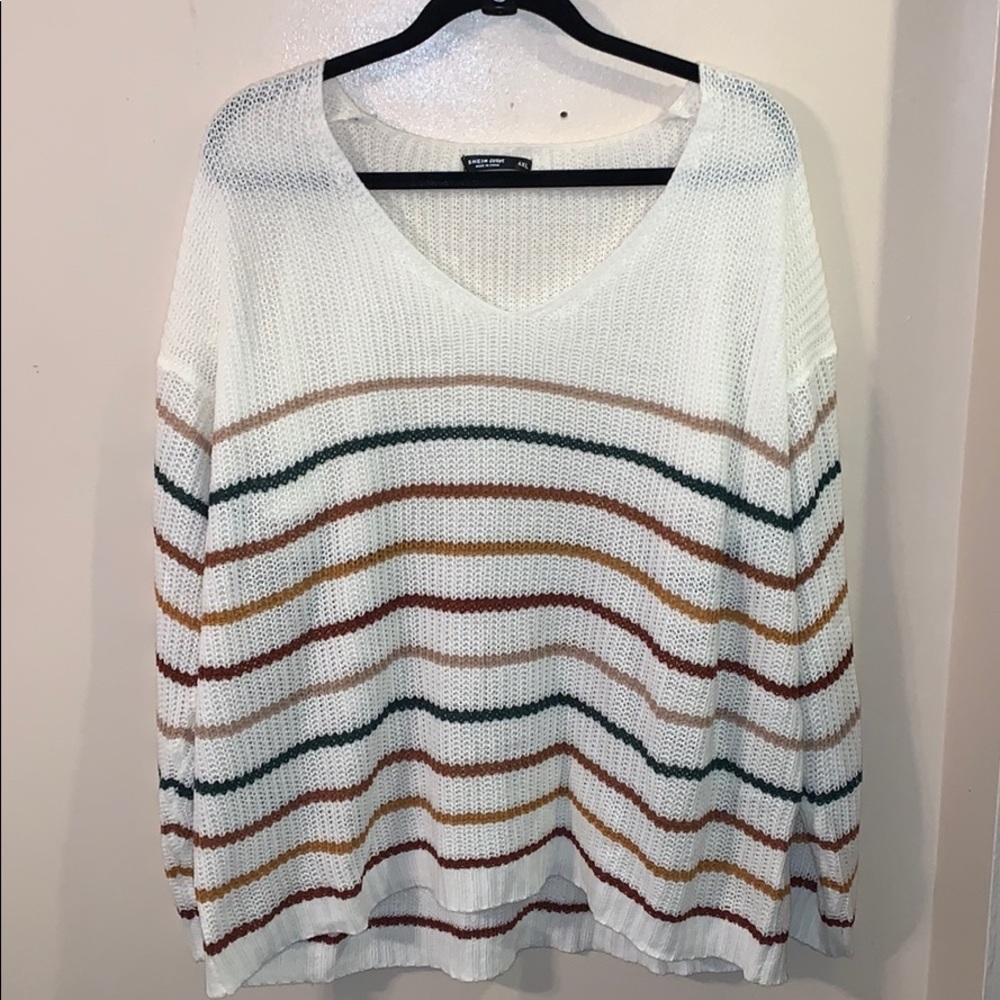 Multi color striped knitted long sleeve shirt